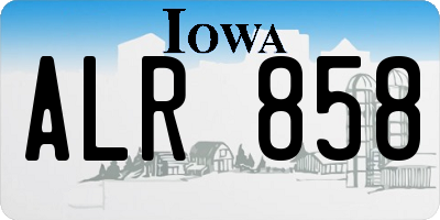 IA license plate ALR858