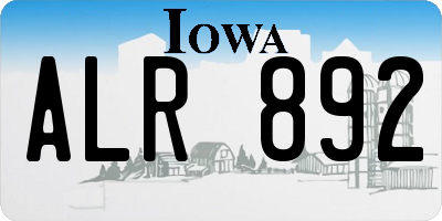 IA license plate ALR892