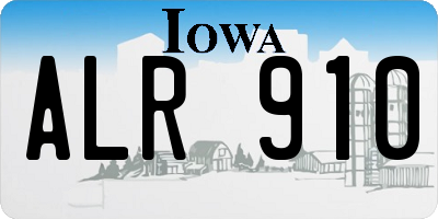 IA license plate ALR910