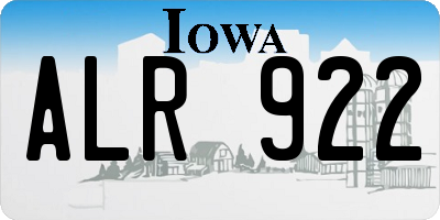 IA license plate ALR922