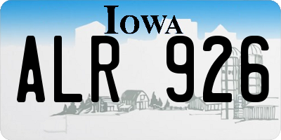 IA license plate ALR926