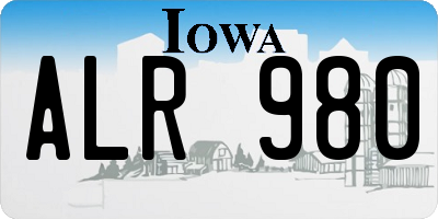 IA license plate ALR980