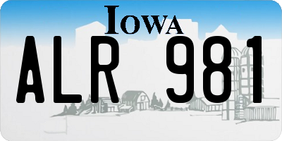 IA license plate ALR981