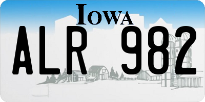 IA license plate ALR982