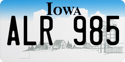 IA license plate ALR985
