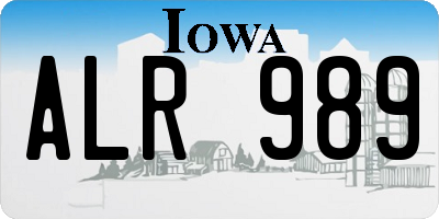 IA license plate ALR989