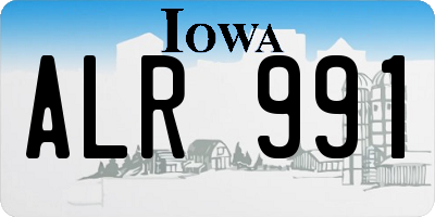 IA license plate ALR991