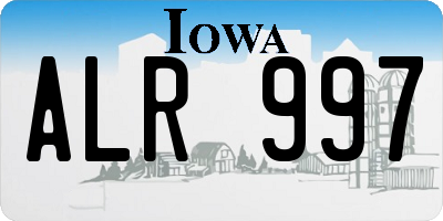 IA license plate ALR997