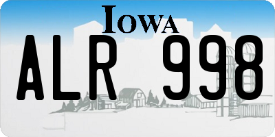 IA license plate ALR998