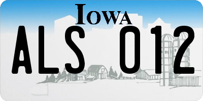 IA license plate ALS012