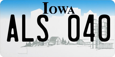 IA license plate ALS040