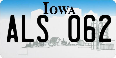IA license plate ALS062