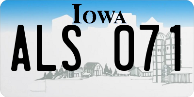 IA license plate ALS071