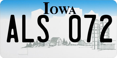 IA license plate ALS072