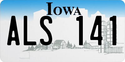 IA license plate ALS141