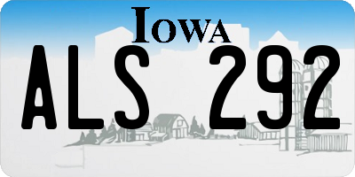 IA license plate ALS292