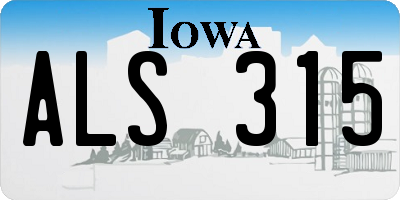 IA license plate ALS315