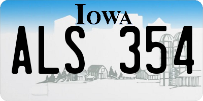 IA license plate ALS354