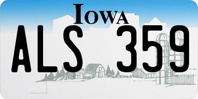 IA license plate ALS359
