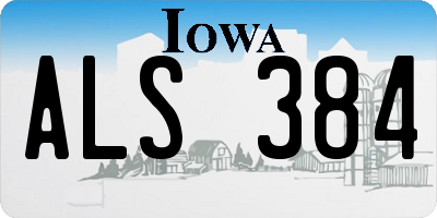 IA license plate ALS384