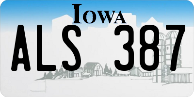 IA license plate ALS387