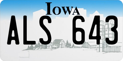 IA license plate ALS643