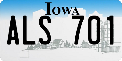IA license plate ALS701