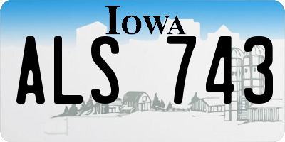 IA license plate ALS743