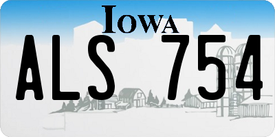 IA license plate ALS754