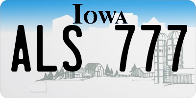 IA license plate ALS777
