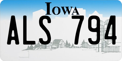 IA license plate ALS794