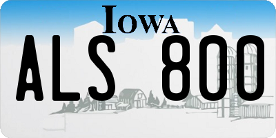 IA license plate ALS800