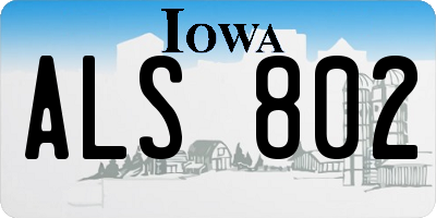 IA license plate ALS802