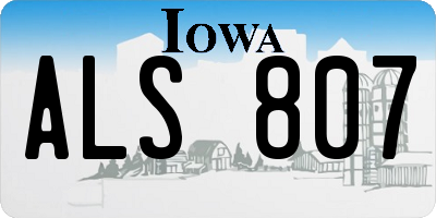IA license plate ALS807