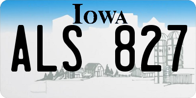 IA license plate ALS827