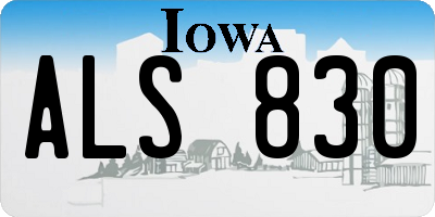 IA license plate ALS830