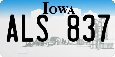 IA license plate ALS837