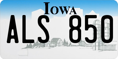 IA license plate ALS850
