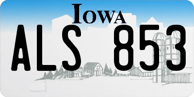 IA license plate ALS853