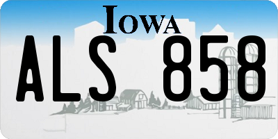 IA license plate ALS858