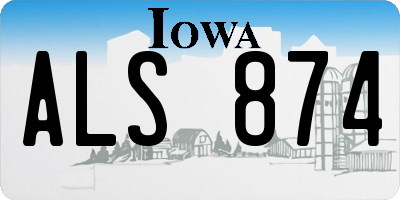 IA license plate ALS874