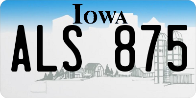 IA license plate ALS875