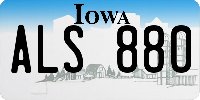 IA license plate ALS880