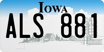 IA license plate ALS881