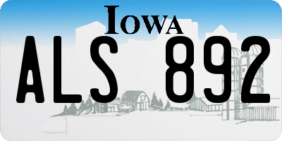 IA license plate ALS892