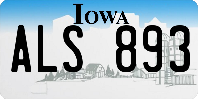 IA license plate ALS893