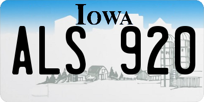 IA license plate ALS920