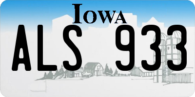 IA license plate ALS933