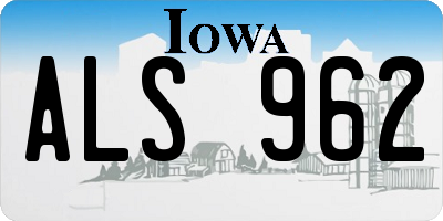 IA license plate ALS962