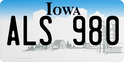IA license plate ALS980